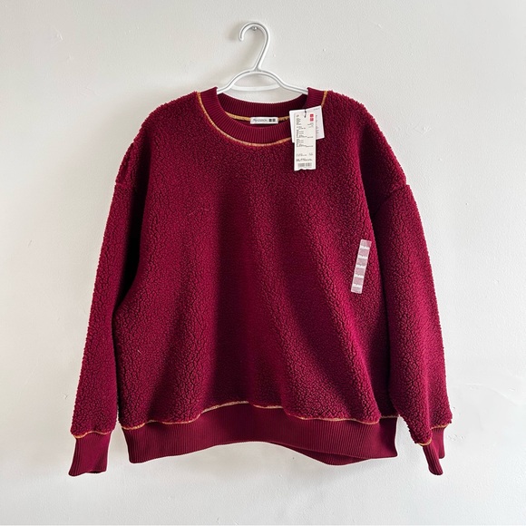JW ANDERSON Tops - JW ANDERSON Wine Red Textured Sweater deep pile fleece Uniqlo